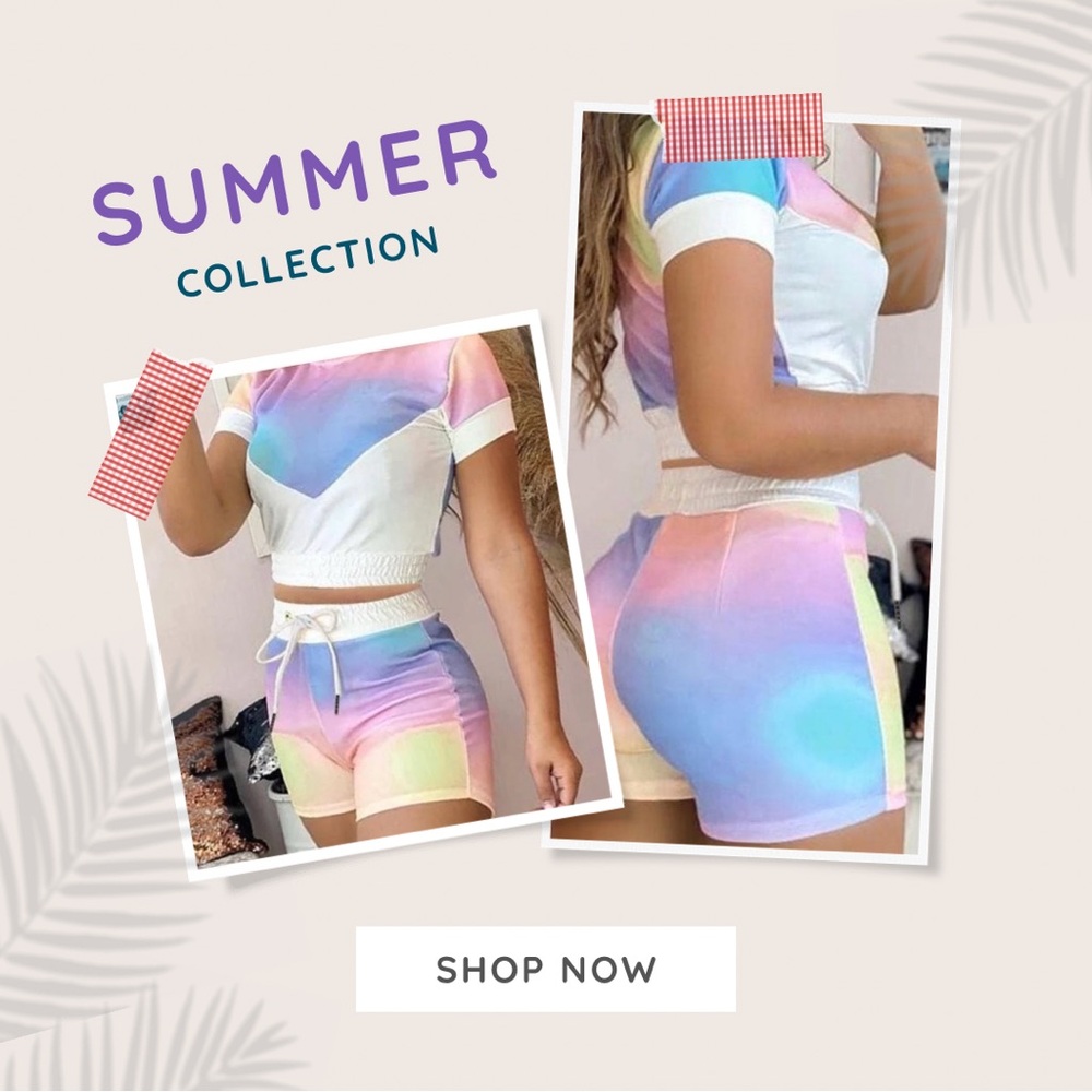 Two-Piece DrawString Loose Tie Die Women Set